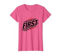 Shake and Bake First Last Racing Citation de Motivation pour Fan de Course T-Shirt, Femme, Rose Chiné, 3XL