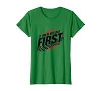 Shake and Bake First Last Racing Citation de Motivation pour Fan de Course T-Shirt, Femme, Vert Kelly, 3XL