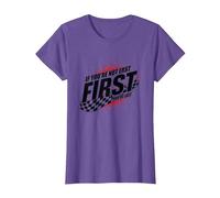 Shake and Bake First Last Racing Citation de Motivation pour Fan de Course T-Shirt, Femme, Violet Chiné, 3XL
