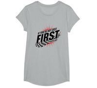 Shake and Bake First Last Racing Citation de Motivation pour Fan de Course T-Shirt, Fille, Gris Chiné, S