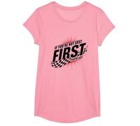 Shake and Bake First Last Racing Citation de Motivation pour Fan de Course T-Shirt, Fille, Rose, M