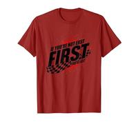Shake and Bake First Last Racing Citation de Motivation pour Fan de Course T-Shirt, Homme, Canneberge, M