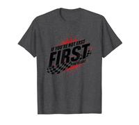 Shake and Bake First Last Racing Citation de Motivation pour Fan de Course T-Shirt, Homme, Chiné Foncé, M