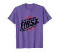 Shake and Bake First Last Racing Citation de Motivation pour Fan de Course T-Shirt, Homme, Violet Chiné, L