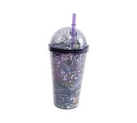 SHAKE CUP ASTRONAUTE - Gobelet réutilisable avec couvercle et paille - Double paroi - Bouchon à vis hermétique - Pour eau minérale, fruits et jus. En verre, tasse. Un cadeau pour tous les enfants.