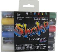 Shake Set De 6 Marqueurs À Encre Acrylique Opaque - Dessin Et Manga - Pointe Médium - Résistante À L¿Eau Et Uv - Professionnel Et Débutant - Tous Supports - Couleurs Basiques