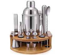 Shaker à cocktail avec support, 750ML 12 pièces cocktail professionnel pour mélanger des boissons, cadeaux pour hommes, femmes, amateurs de cocktails, kit de barman pour bar à la maison