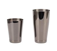 Shaker à Cocktail en Acier Inoxydable 304, Mixer à 2 Sections, 497g - Résistant à la Corrosion, Parfait pour Bar et Fêtes (Plaqué noir avec coupelle inférieure)