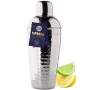 Shaker à cocktail en acier inoxydable martelé 500 ml Passoire à glace intégrée, joint en silicone et bouchon doseur à spiritueux. Design moderne et élégant, couleur argent, idéal pour les débutants et