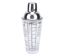 Shaker à cocktail en verre avec passoire 396,9 g, shaker à boisson avec mesures et recettes à double échelle, outil de bar transparent pour bar à domicile et fêtes