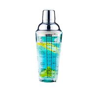 Shaker à cocktail en verre de 14 oz, shaker à martini imprimé avec 6 recettes de boissons, verre à mélanger mesuré et shaker à boissons en acier inoxydable, meilleur cadeau pour débutant