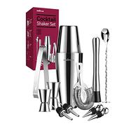 Shaker à Cocktail Shaker Boston - 750ML550ML - Coffret Cadeau - Shaker à Cocktail - Shaker à Cocktail - en Acier Inoxydable - Shaker pour Cocktails - Cuillère à Barman - 12 pièces