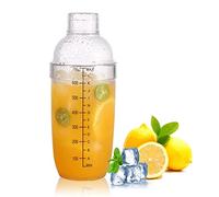 Shaker à cocktail, shaker en plastique transparent avec échelle et passoire, mélangeur amovible pour la maison, le bar, le café, la fête, le restaurant, le thé au lait