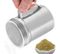 Shaker à poudre en acier inoxydable, avec couvercle anti-poussière - avec poignée pour café, farine, sucre, voyage, pâtisserie, camping, bar