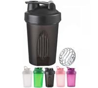 Shaker à protéines de 400 ml, mélangeur de protéines, shaker portable pré-entraînement avec mélangeur mixball métallique, parfait pour mélanger des milkshakes en poudre, transparent, sans BPA et sans