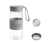 Shaker à protéines en verre - 480 ml - Shaker à protéines - Avec tamis et boule en acier inoxydable - Shaker à protéines - Bouteille de fitness - Shaker pour protéines - Suppléments de sport - B