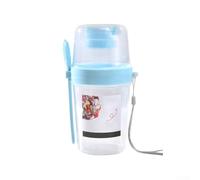 Shaker à salade en plastique avec fourchette fixe sur le couvercle, compact mais spacieux pour les salades superposées, l'avoine de nuit et les collations préparées (bleu)