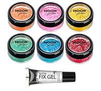 Shaker brillant iridescent par Moon Glitter (Paillette Lune) - 100% de paillettes cosmétique pour le visage, le corps, les ongles, les cheveux et les lèvres - 5g - Assortiment de 6 couleurs