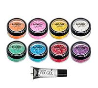 Shaker brillant iridescent par Moon Glitter (Paillette Lune) - 100% de paillettes cosmétique pour le visage, le corps, les ongles, les cheveux et les lèvres - 5g - Assortiment de 8 couleurs