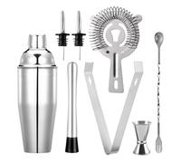 Shaker Cocktail 750ML - Kit Cocktail 8 Pièces en Acier Inoxydable - Shaker INOX Professionnel avec Filtre, Jigger, Cuillère, Verseur - Kit Mojito pour Maison, Bar, Fête