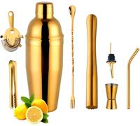 Shaker Cocktail Ensemble De Shaker À Cocktail En Acier Inoxydable, 750Ml, Outils Barman Muddler, Bouchon Bouteille Vin, Ustensiles Bar, 1-8 Pièces(Gris foncé)
