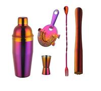 Shaker Cocktail Ensemble De Shaker À Cocktail En Acier Inoxydable, 750Ml, Outils Barman Muddler, Bouchon Bouteille Vin, Ustensiles Bar, 1-8 Pièces(Orange)