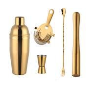 Shaker Cocktail,Kit Cocktail Ensemble De Shaker À Cocktail En Acier Inoxydable, 750Ml, Outils Barman Muddler, Bouchon Bouteille Vin, Ustensiles Bar, 1-8 Pièces(Lemon yellow)