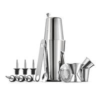 Shaker Cocktail Professionnel- Acier Inoxydable 14-Pièces, Kit Cocktail Shaker et Accessoires, Shaker à Cocktail Set, kit barman cocktail, Boston Shaker Inox