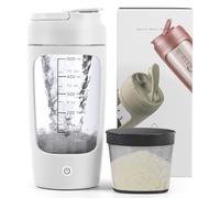 Shaker éléctrique, 650ml Bouteille de Shaker de Protéines avec Boîte à Poudre, Bouteille de Mélangeur de Shake de Protéines Rechargeable par USB avec Poignée pour Le Sport Et Le Fitness (Blanc)
