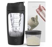 Shaker éléctrique, 650ml Bouteille de Shaker de Protéines avec Boîte à Poudre, Bouteille de Mélangeur de Shake de Protéines Rechargeable par USB avec Poignée pour Le Sport Et Le Fitness (Noir)