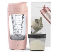 Shaker éléctrique, 650ml Bouteille de Shaker de Protéines avec Boîte à Poudre, Bouteille de Mélangeur de Shake de Protéines Rechargeable par USB avec Poignée pour Le Sport Et Le Fitness (Rose)