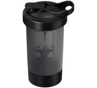 Shaker électrique automatique 600 ml avec compartiment de rangement intégré pour poudres de protéines et compléments de fitness (noir)