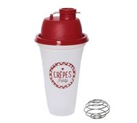 Shaker gradué pour pâte à crêpes en plastique translucide et rouge