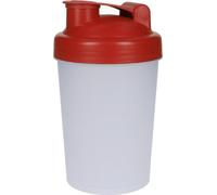 Shaker "Protein" 0,40 l - Shaker fitness pour boissons protéinées & sportives avec tamis amovible - Gobelet à secouer pour un mélange parfait - translucide/rouge standard