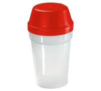 Shaker "Protein" 300 ml - Gobelet pratique avec fermeture rotative pour les boissons protéinées & sportives idéal pour le fitness & les ingrédients ménagers - transparent/rouge standard