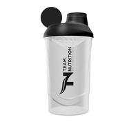 Shaker Protéine 600ml Team Nutrition | Grille Anti-Grumeaux | Sans BPA, Résistant & Anti-Fuites | Idéal Shakes, BCAA, Boissons Pré-Workout | Shaker Gradué & Compatible Lave-Vaisselle (Transparent)