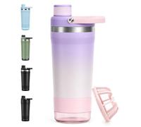 Shaker Proteine Inox 700ml avec Compartiment Poudre,Double Paroi,Anti-fuite | Bouteille Shaker de Protéines Mélange Homogène, Protein Shaker Idéal pour Gym, Bureau et Voyage, Sans BPA