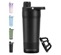 Shaker Proteine Inox 700ml avec Compartiment Poudre,Double Paroi,Anti-fuite | Bouteille Shaker de Protéines Mélange Homogène, Protein Shaker Idéal pour Gym, Bureau et Voyage, Sans BPA