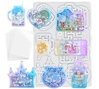 Shaker résine UV labyrinthe et sable flottant Moule en silicone pour résine époxy bijoux porte-clés bocal à poisson appareil photo console de jeu 7 formes 5 plaques en PVC, 4,5-8,1cm