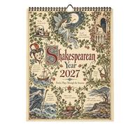 Shakespeare Calendrier mural 2027, calendrier littéraire vintage illustré | 12 illustrations classiques - Calendrier mensuel rétro pour les amateurs de littérature - Décoration de maison, bureau