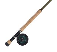 SHAKESPEARE Cedar Canyon Stream Fly Kit Combo Canne et Moulinet pour la pêche à la Mouche en Eau Douce, pêche de la Truite et Saumon 5/6 Size Reel - 9' - 5/6wt - 4pc,Aluminium, Vert Olive