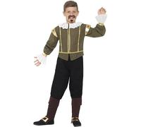 Smiffys Costume Shakespeare, Vert, Veste, pantalon, couvre-bottes, moustache et bouc