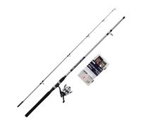Shakespeare Salt Estuary Enforcer Combo Canne à Pêche et Moulinet | Bleu et Blanc, Boîte de Pêche Rigide, Leurres et Matériel d'Extrémité, Pêche Côtière, 2,40 m, 20-60 g