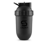 ShakeSphere Tumbler View: Flacon de shaker de protéines avec fenêtre latérale, 24 oz ● Mélange de forme de capsule ● Nettoyage facile ● Pas de boule de mélange (fenêtre noir mat noir)