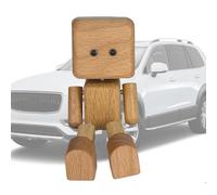 Shaking Wooden Man Figurine, Cute Shaking Doll Figurines, Funny Wood Desktop Decor Car Accessories for Women Men Dad Father Husband Mother Friend Gift, 2.36x1.46 inches