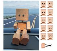 Shaking Wooden Man Figurine, Figurine D'Homme En Bois Tremblant IntéRessant 8x5 Cm , Car Dashboard Decoration Figurines D'Homme En Bois Qui Secoue Les Pieds,Pour Ornements DéCoratifs Voitures (A)