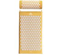 ShaktiMat [L'original] Set Tapis + Coussin Acupression - Coton Biologique - Fabrication éthique - Soulage douleur dans le Dos, Pieds, Cou, Jambes - Améliore circulation sanguine & Sommeil - Jaune