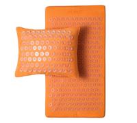 ShaktiMat [L'original] Tapis + Coussin Acupression - Soulage douleur dans Dos, Pieds, Nuque, Jambes - Améliore circulation sanguine, Sommeil - Coton Biologique - Fabrication éthique - Ambre Orange