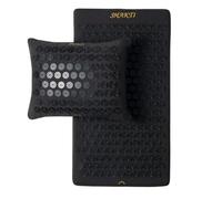 ShaktiMat [L'original] Tapis + Coussin Acupression - Soulage douleur dans le Dos, Pieds, Nuque, Jambes - Améliore circulation sanguine & Sommeil - Coton Biologique - Fabrication éthique - Noir Onyx