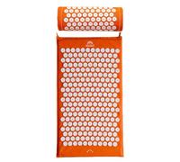 ShaktiMat [L'original] Tapis + Coussin Acupression - Soulage douleur dans le Dos, Pieds, Nuque, Jambes - Améliore circulation sanguine & Sommeil - Coton Biologique - Fabrication éthique - Orange